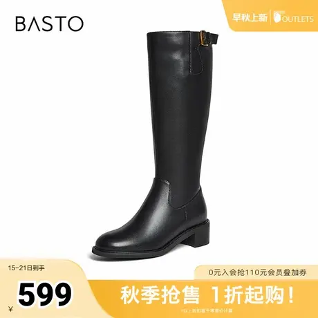 百思图2025冬季新款骑士靴时尚简约潮流通勤女长靴AX891DG5商品大图