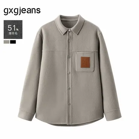 gxg.jeans男装 多色口袋设计通勤休闲宽松翻领短大衣外套男士图片