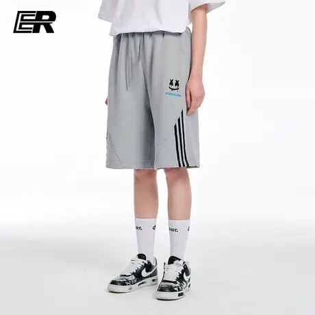 ER撞色条纹运动短裤男夏季薄款直筒裤潮牌美式高街裤子宽松休闲裤商品大图