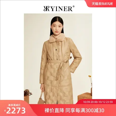 YINER音儿女装2022冬新款毛领真皮羽绒服高级感商品大图