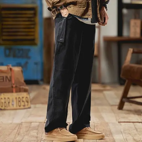 潮流百搭纯色工装裤潮流耐磨高密斜纹精梳棉宽松户外水洗工装裤图片