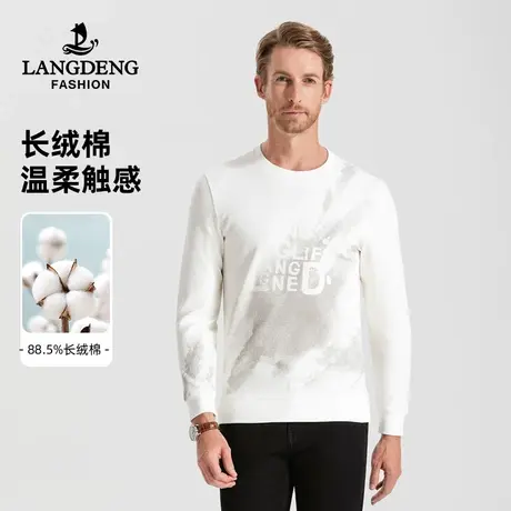 浪登男士长袖T恤2023秋冬季圆领亲肤舒适印花时尚百搭打底上衣男商品大图