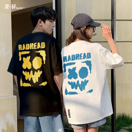 Radiohead情侣t恤纯棉宽松薄款2021夏季新款短袖T恤潮牌时尚小众图片
