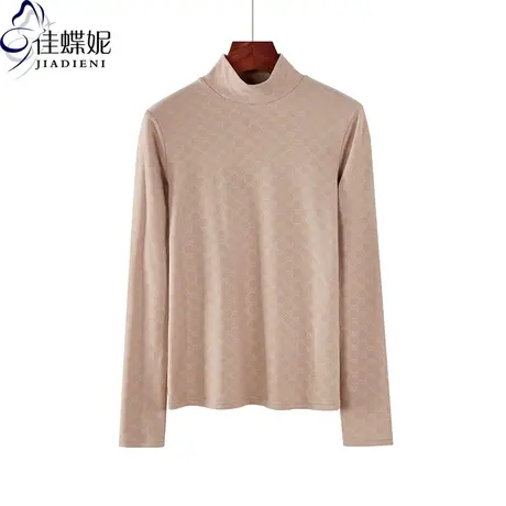 秋冬新款韩版纯白半高领修身显瘦保暖长袖体恤上衣内搭打底衫女装商品大图