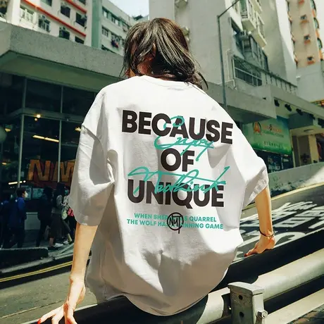 Nuthink美式街头嘻哈短袖男oversize加肥加大美潮T恤半袖情侣装潮商品大图