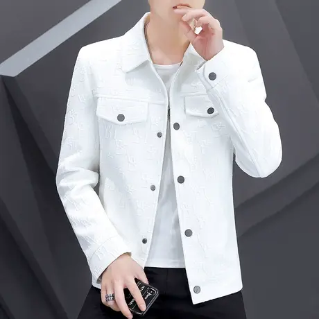 秋季外套男潮牌高级感翻领痞帅夹克休闲轻熟风短款男装毛呢子上衣商品大图