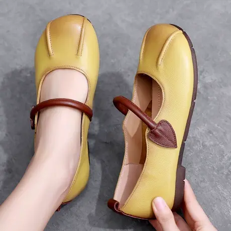 2025休闲软皮软底新款大码单鞋女41一43春季真皮牛筋底平底小皮鞋图片