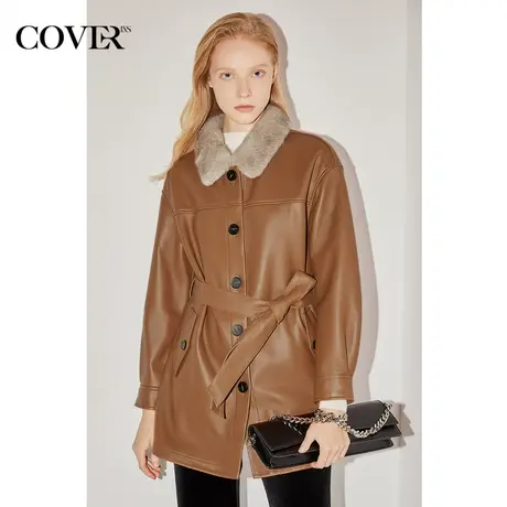 COVER冬季宽松落肩法式慵懒风皮草外套商品大图