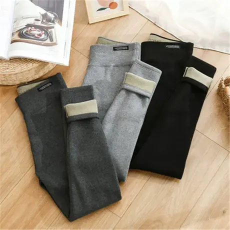 新款大码打底裤女加绒外穿棉质秋冬季高腰保暖羊羔绒复合小标裤商品大图