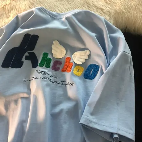 美式复古短袖t恤女夏季宽松原宿风设计感小众chic港味上衣服ins潮图片