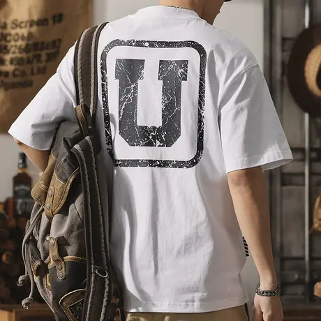 Modi Nick/摩帝尼克休闲潮流溜肩版型男款短袖T恤纯棉舒适百搭T恤商品大图