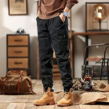 时尚百搭束脚工装裤潮流裤子重磅水洗高颜值百搭裤子男痞帅潮男商品大图