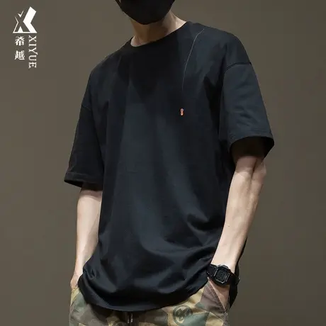 希越2024夏季新款重磅t恤男宽松大码男装短袖男士纯棉男生衣服潮商品大图