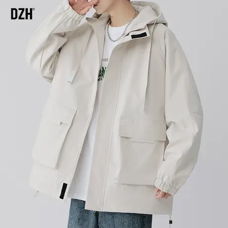 男士工装外套男春秋款潮高级感连帽冲锋衣男款休闲夹克户外登山服商品大图