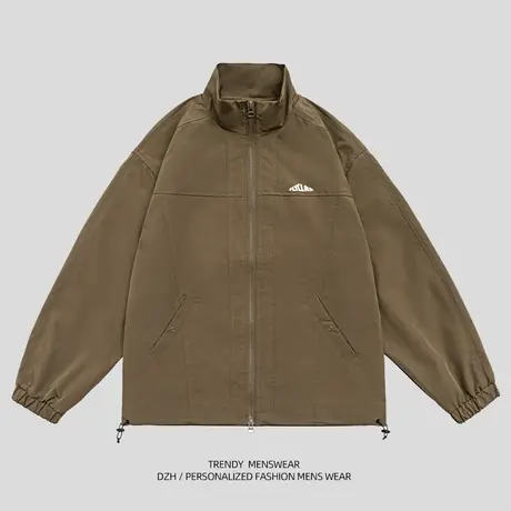 男士立领冲锋衣外套男春秋款潮百搭2023新款休闲飞行夹克潮牌男装商品大图