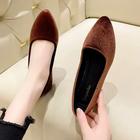 尖头平底单鞋女夏季2024新款春秋款鞋子浅口奶奶鞋软底百搭工作鞋商品大图