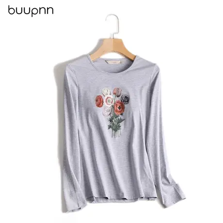 妈妈带内衣的打底白色长袖女土棉t恤体恤e衫春秋夏时尚洋气商品大图