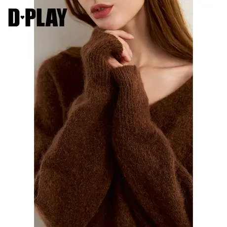 DPLAY冬冬琎口加厚马海毛美拉德南瓜焦糖宽松针织套头毛衣商品大图