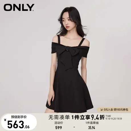 【买4免1】ONLY奥莱2023夏季新款时尚甜美显瘦露肩牛仔短款连衣裙图片
