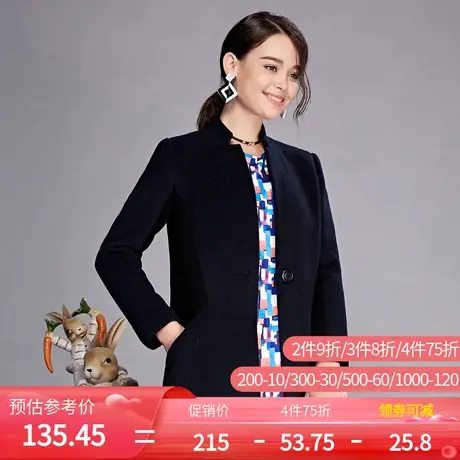【断码M/XL】秋水伊人冬季新款修身中长毛呢大衣呢F460图片