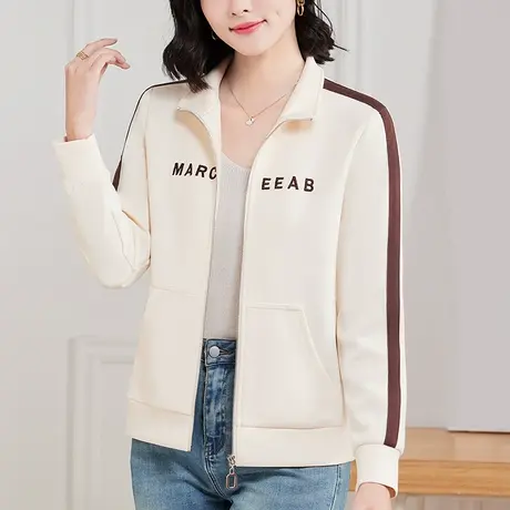立领卫衣外套女春秋2024年新款洋气百搭拉链上衣薄款休闲服装开衫图片