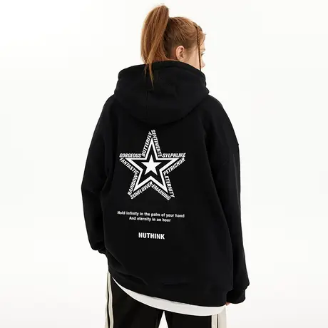 Nuthink美式街头潮流chic冬季连帽卫衣男潮牌ins宽松大码国潮帽衫商品大图
