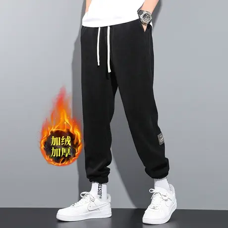 冬季卫裤男加绒加厚重磅潮流百搭运动束脚保暖裤子男士休闲裤秋冬商品大图