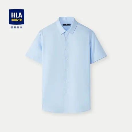 HLA/海澜之家吸湿速干短袖休闲衬衫24春夏新款舒适纯棉格纹衬衣男图片