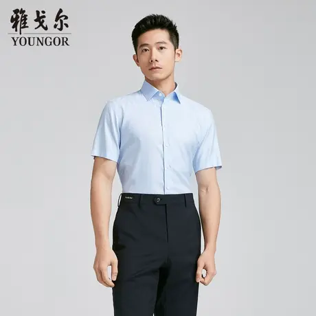 雅戈尔 商场同款男蓝色格子DP系列短袖衬衫YSDP120696HBY商品大图