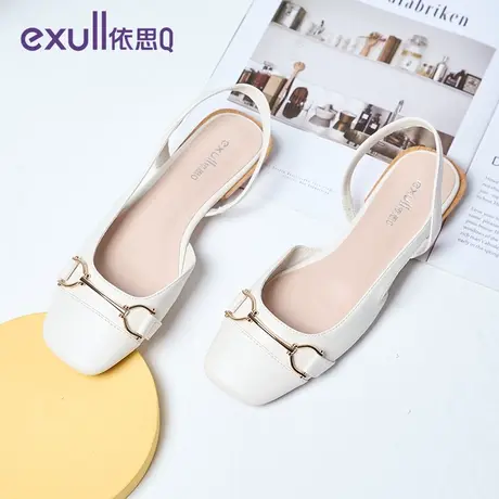 依思q玛丽珍凉鞋女2024夏季新款女鞋包头网红法式真皮后空温柔鞋商品大图