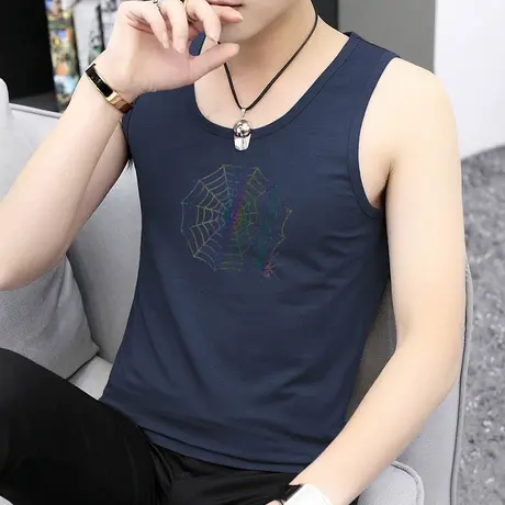 莫代尔背心男夏季薄款健身跨栏运动坎肩冰丝吊带速干凉感无袖t恤图片