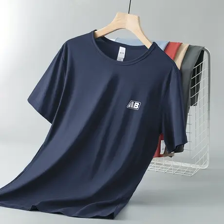 莫代尔冰丝t恤男短袖潮流夏季透气速干凉感上衣服半袖圆领打底衫商品大图