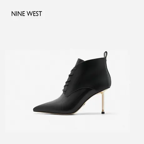 Nine West/玖熙尖头细跟绑带短靴女2023冬季新款欧美气质时装单靴商品大图
