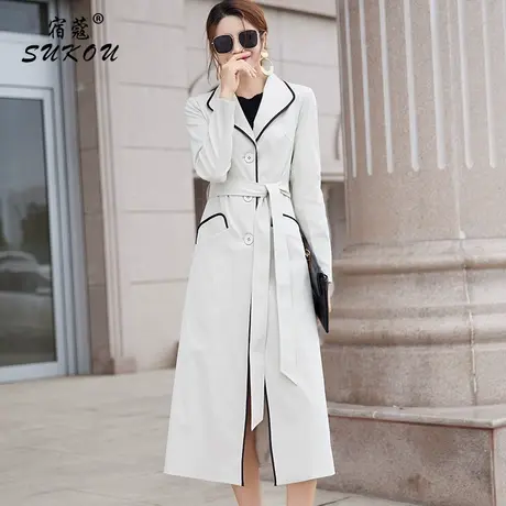 气质流行精品风衣2023女秋季新款时尚气质中长款简约休闲外套外衣图片