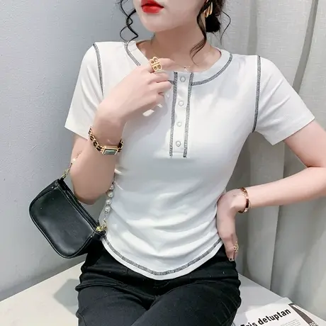 女装2023新款性感短款T恤洋气紧身高腰小衫设计感网红上衣夏季商品大图