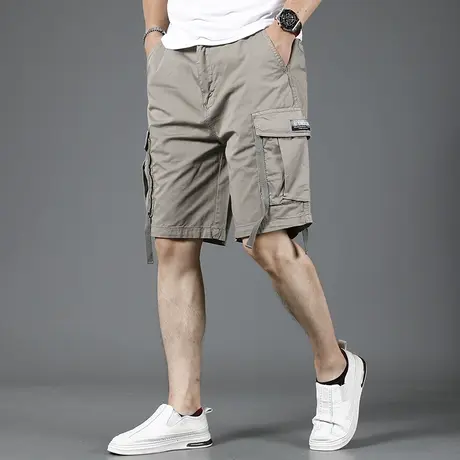 黄色美式工装短裤男夏季宽松牛仔短裤五分裤男大口袋越野外护运动图片