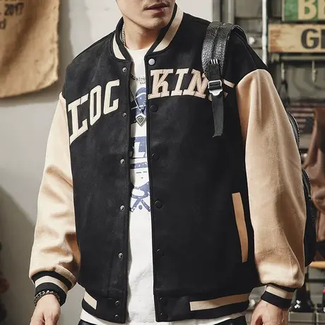 冬季新款棒球服男2022时尚潮牌美式复古工装飞行员夹克男宽松外套图片