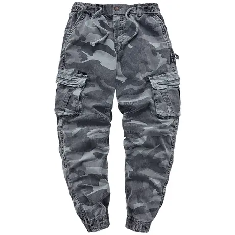 VIP迷彩裤男士多口袋工装裤春秋抽绳束脚裤休闲裤纯棉伞兵裤子潮图片
