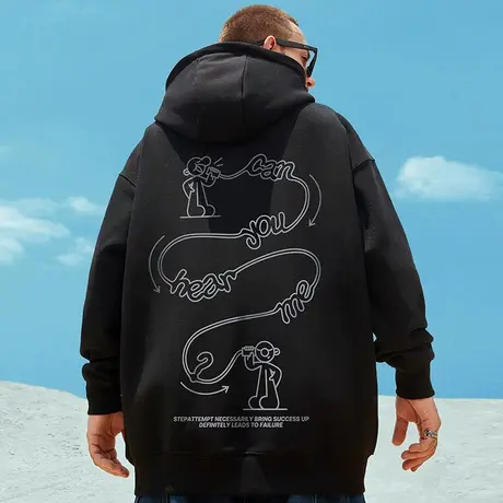 chic港风潮牌大码卫衣男连帽ins国潮oversize潮流宽松胖子外套潮商品大图