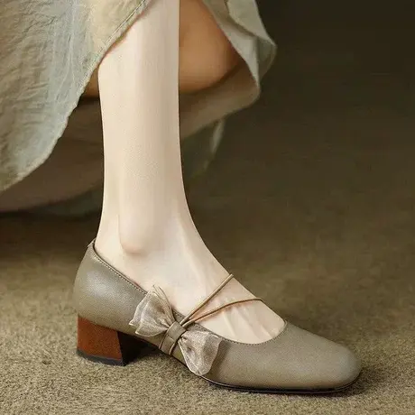 仙女鞋温柔单鞋女2023秋季新款平底百搭配裙子晚晚鞋一脚蹬豆豆鞋商品大图