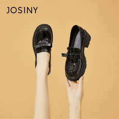 Josiny/卓诗尼平底乐福鞋女2024新款春季一脚蹬小皮鞋单鞋女鞋子商品大图
