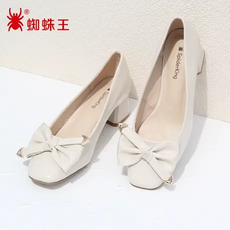 蜘蛛王断码清仓正品女鞋2022秋商场新款单鞋浅口漆皮蝴蝶结工作鞋商品大图