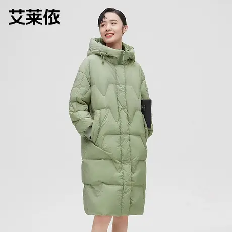 艾莱依2021年新款羽绒服女中长款白鸭绒时尚加厚保暖冬季外套商品大图
