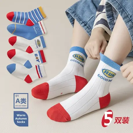 儿童袜子男童中筒袜女童小孩男孩ins潮可爱卡通刺绣2022秋冬新款图片
