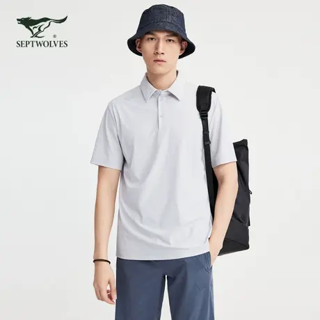七匹狼男装短袖翻领2023新款polo衫简约透气速干易打理纯色男T恤商品大图