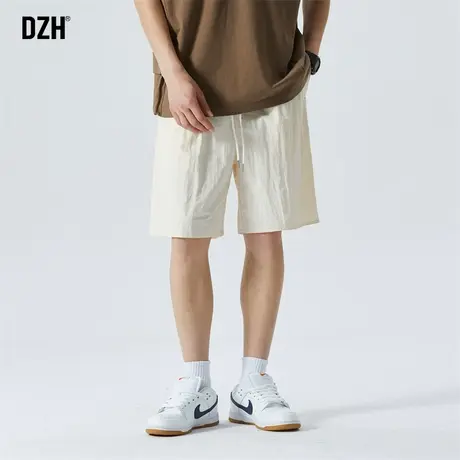 男生米色冰丝短裤男款夏季运动潮牌裤子2023年新款篮球五分裤宽松商品大图