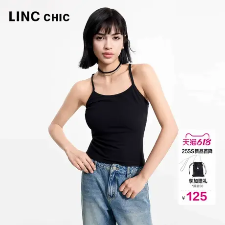 LINC金羽杰2025年夏季新款吊带U领细带针织吊带背心女内搭FK430Y图片