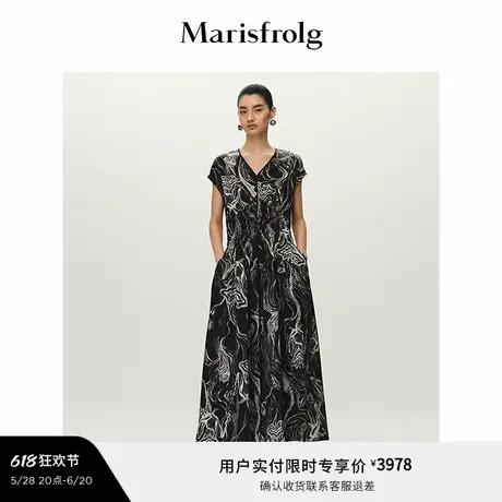 【艺术家灵感】Marisfrolg玛丝菲尔2025夏新款艺术印花收腰连衣裙图片