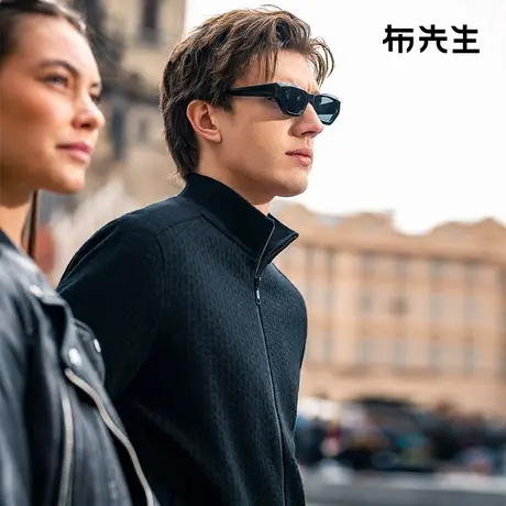 MrBu布先生字母肌理感毛衣外套春双拉链立领男款上衣PT15571商品大图