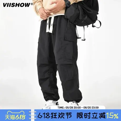VIISHOW美式工装裤男春秋季新款潮牌宽松直筒阔腿裤休闲冲锋裤子商品大图